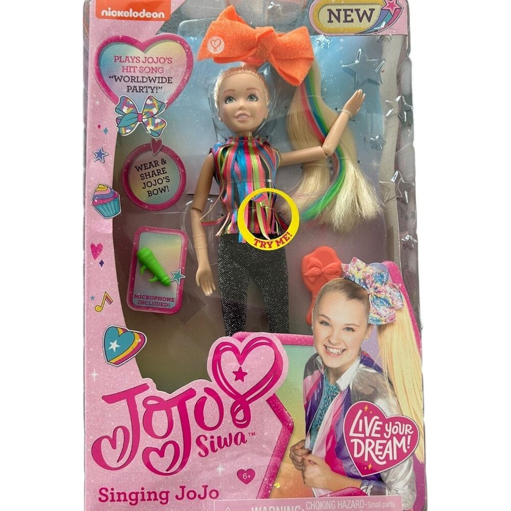 NEW Jojo Siwa Singing Doll With Bow & Microphone - Plays "Worldwide Party"